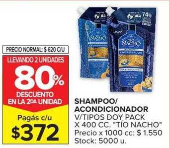 Carrefour Shampoo Acondicionador V Tipos Doy Pack Tio Nacho Llevando 2 Unidades 80% Descuento En La 2da Unidad oferta