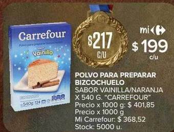 Carrefour Polvo Para Preparar Bizcochuelo Sabor Vainilla Naranja Carrefour oferta