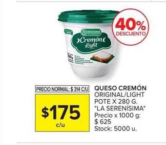 Carrefour Market Queso Cremón Original Light La Serenisima 40% Descuento oferta