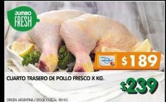 Jumbo Cuarto trasero de pollo fresco kg oferta