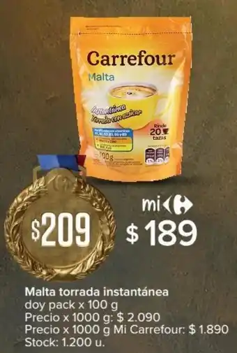 Carrefour Carrefour Malta torrada instantánea doy pack x 100 g oferta