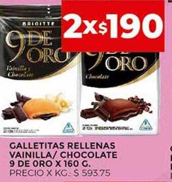Supermercados DIA Galletitas Rellenas Vainilla Chocolate 9 De Oro oferta