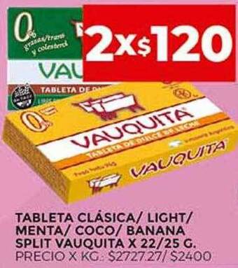 Supermercados DIA Tableta Clásica Light Menta Coco Banana Split Vauquita oferta