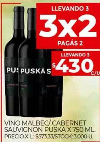 Supermercados DIA Vino Malbec Cabernet Sauvignon Puska oferta