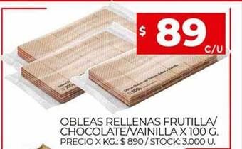 Supermercados DIA Obleas Rellenas Frutilla Chocolate Vainilla oferta
