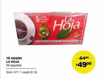 Atomo Conviene Té Negro La Hoja oferta