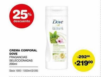 Atomo Conviene Crema Corporal Dove 25% Descuento oferta