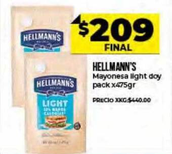 Supermayorista Vital Hellmann's Mayonesa Light Doy Pack oferta