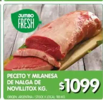Jumbo Peceto y milanesa de nalga de novillito x kg oferta