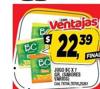 Supermercados Yaguar Jugo Bc oferta