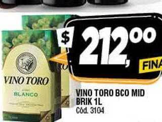 Supermercados Yaguar Vino Toro Bco Mid Brik oferta