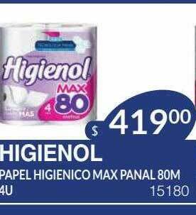 Masivos Higienol Papel Higienico Max Panal 80m 4u oferta