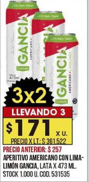 Coto Aperitivo Americano Con Lima-limón Gancia oferta