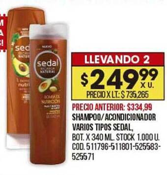 Coto Shampoo Acondicionador Varios Tipos Sedal oferta