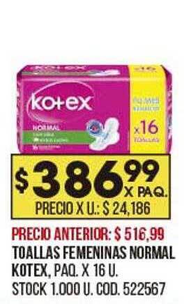 Coto Toallas Femeninas Normal Kotex oferta