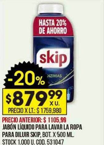 Coto Jabón Líquido Para Lavar La Ropa Para Diluir Skip oferta