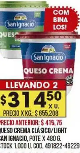 Queso Crema Clásico Light San Ignacio