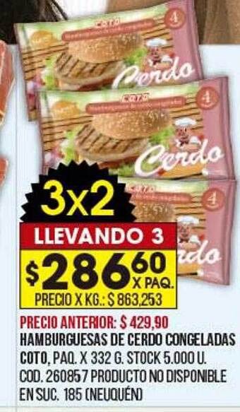 Coto Hamburguesas De Cerdo Congeladas Coto oferta