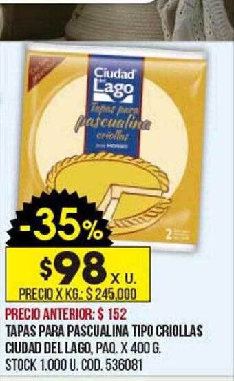 Coto Tapas Para Pascualina Tipo Criollas Ciudad Del Lago oferta