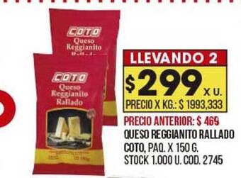 Coto Queso Reggianito Rallado Coto oferta