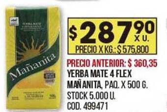 Coto Yerba Mate 4 Flex Mañanita oferta