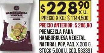 Coto Premezcla Para Hamburguesa Vegetal Natural Pop oferta