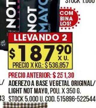 Coto Aderezo A Base Vegetal Original Light Not Mayo oferta