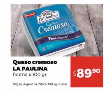 Disco Queso Cremoso La Paulina oferta