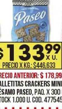 Coto Galletitas Crackers Mini Sésamo Paseo oferta