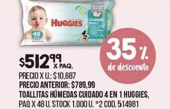 Coto Toallitas Húmedas Cuidado 4 En 1 Huggies 35% De Descuento oferta