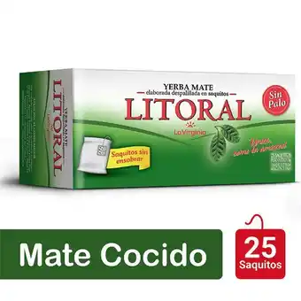 Cordiez Mate cocido sin sobre saquito litoral 25 un oferta