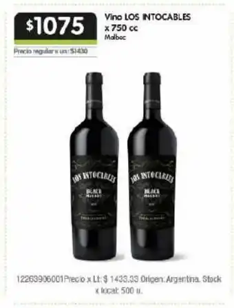 Disco Vino los intocables 750cc oferta