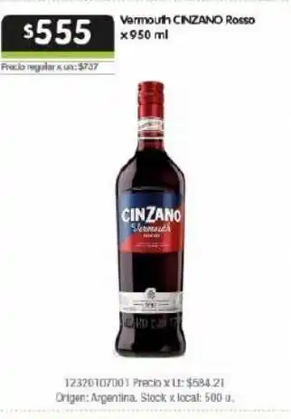 Disco Vermouth cinzano rosso 950ml oferta