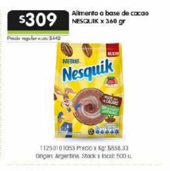 Disco Cacao en polvo nesquik 360g oferta