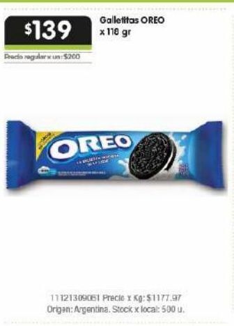Disco Galletas oreo 118g oferta