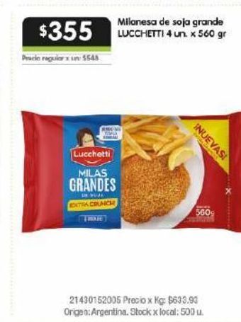 Disco Milanesa de soja lucchetti oferta