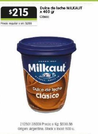 Disco Dulce de leche milkaut 405g oferta