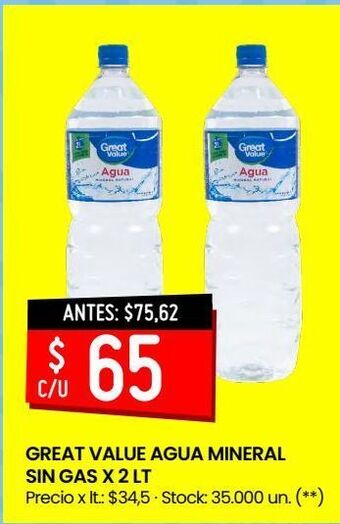 Changomas Great value agua mineral sin gas x 2 lt oferta