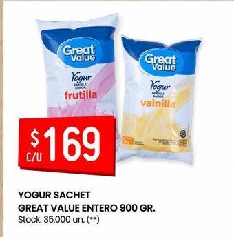 Changomas Yogur sachet great value entero 900 gr oferta