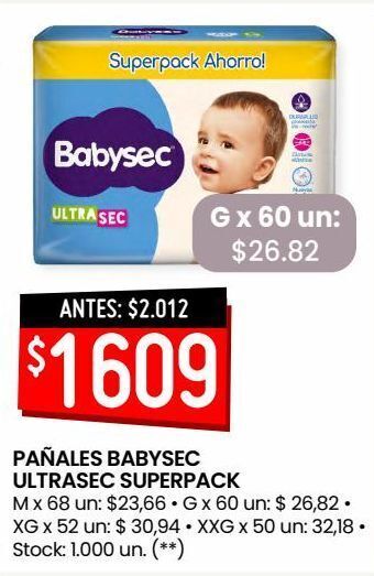 Changomas Pañales babysec ultrasec superpack oferta