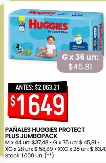 Changomas Pañales huggies protect plus jumbopack oferta