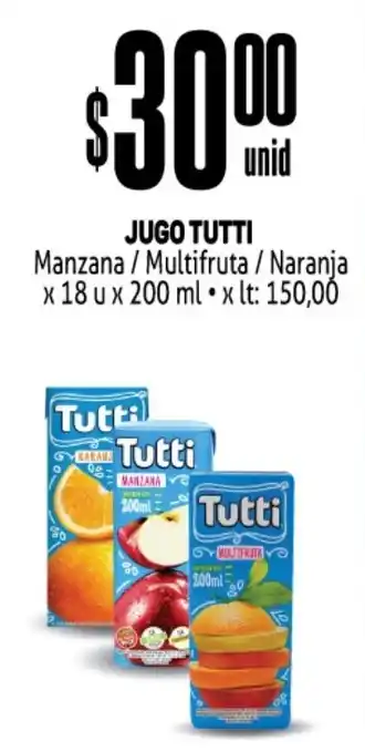 Makro Tutti Jugo Manzana / Multifruta / Naranja x 18 u x 200 ml oferta