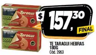 Supermercados Yaguar Te Taragui Hebras 180g oferta