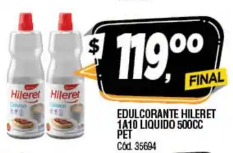 Supermercados Yaguar Hileret Edulcorante 1A10 Liquido 500cc Pet oferta