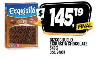 Supermercados Yaguar Exquisita Bizcochuelo Chocolate 540g oferta