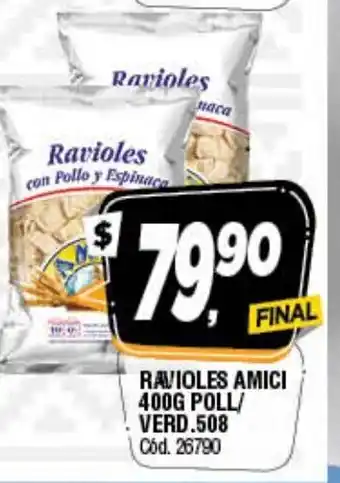Supermercados Yaguar Ravioles Amici 400g poll/Verd.508 oferta