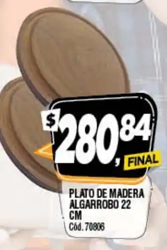 Supermercados Yaguar Plato De Madera Algarrobo 22cm oferta