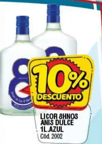 Supermercados Yaguar Licor 8Hnos Anis Dulce 1L Azul oferta