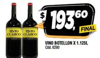 Supermercados Yaguar Tinto Botellon x 1.125L oferta