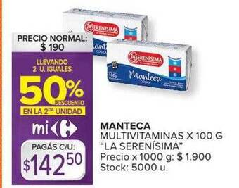 Carrefour Manteca Multivitaminas oferta